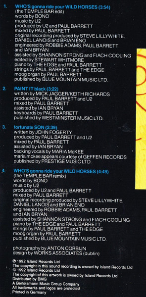 U2 - Who's Gonna Ride Your Wild Horses | Island Records (74321 12047 2) - 3