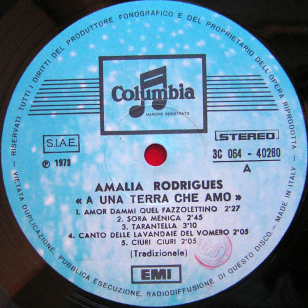 Amália Rodrigues - A Una Terra Che Amo | Columbia (3C 064 - 40280) - 2 Amália Rodrigues - A Una Terra Che Amo | Columbia (3C 064 - 40280) - 2