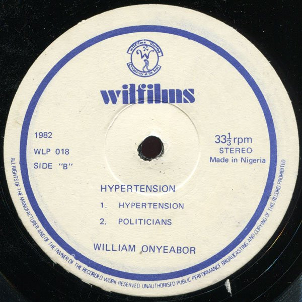 William Onyeabor - Hypertension | Wilfilms Records (WLP 018) - 4