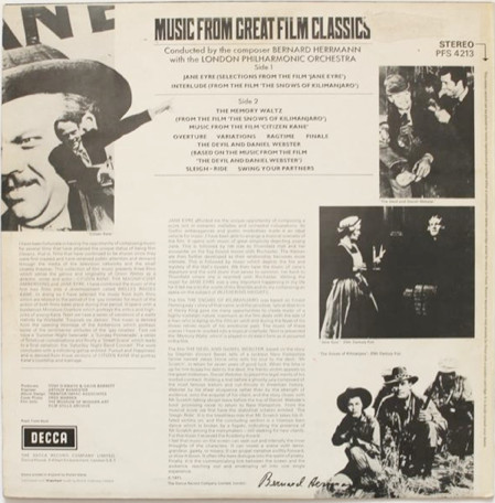 Bernard Herrmann With The London Philharmonic Orchestra - Music From Great Film Classics | Decca (PFS 4213) - 2