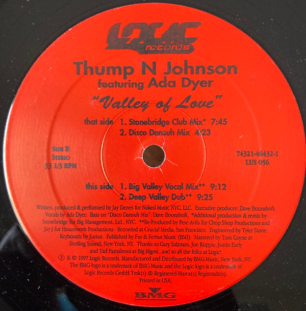 Thump'N'Johnson Featuring Ada Dyer - Valley Of Love | Logic Records (74321-46432-1) - main