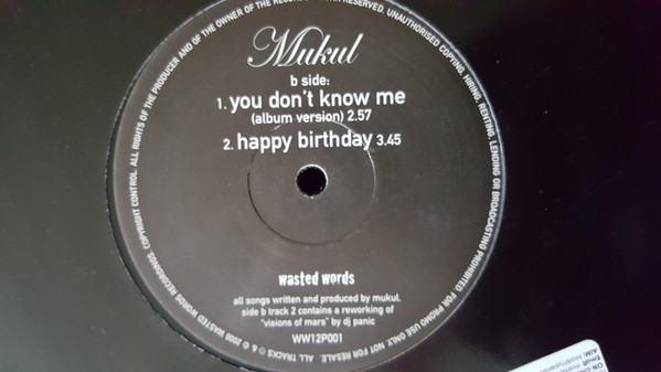 Mukul - You Don't Know Me | Wasted Words (WW12P001) - main