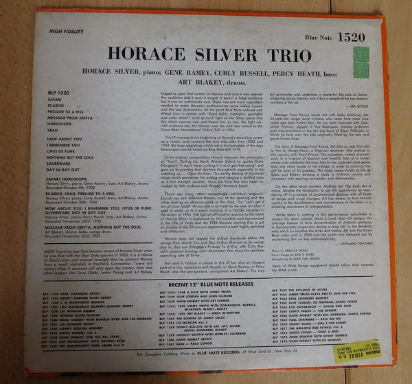 Horace Silver - Horace Silver Trio | Blue Note (BLP 1520) - 2 Horace Silver - Horace Silver Trio | Blue Note (BLP 1520) - 2