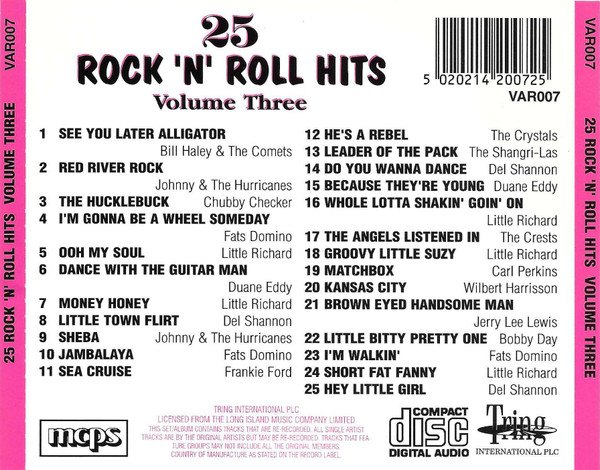 Various - 25 Rock 'n' Roll Hits Volume Three | Tring International PLC (VAR007) - 2