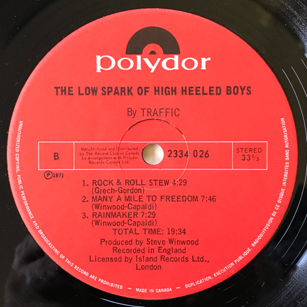 Traffic - The Low Spark Of High Heeled Boys | Polydor (2334 026) - 4