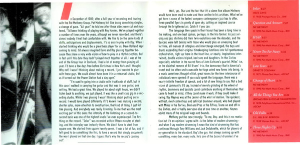 Pat Metheny W/ Dave Holland & Roy Haynes - Question And Answer | Geffen Records (GEFD 24293) - 4