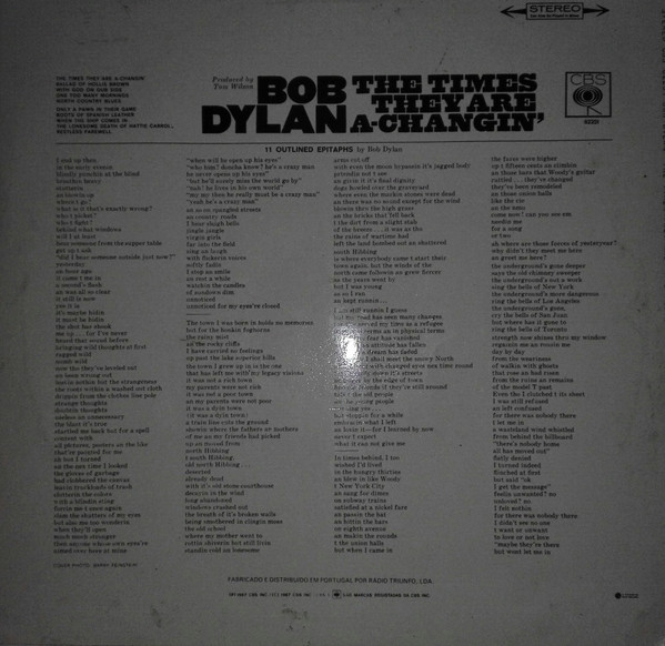 Bob Dylan - The Times They Are A-Changin' | CBS (62251) - 2