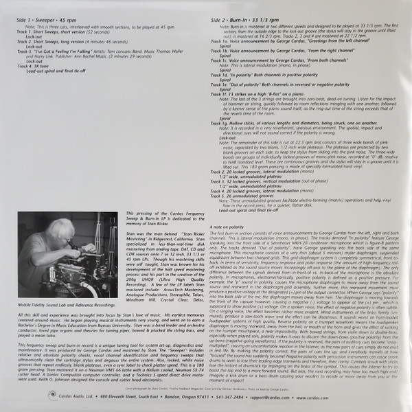 No Artist - Cardas Frequency Sweep And Burn-In Record | Not On Label (none) - 2 No Artist - Cardas Frequency Sweep And Burn-In Record | Not On Label (none) - 2