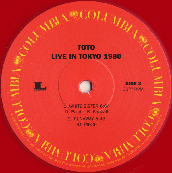 Toto - Live In Tokyo 1980 (RSD2020 - Limited Edition) [Vinyl] | Columbia (19075801201) - 5