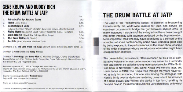 Gene Krupa And Buddy Rich - The Drum Battle (Gene Krupa And Buddy Rich At JATP) CD | Verve Records (559 810-2) - 4 Gene Krupa And Buddy Rich - The Drum Battle (Gene Krupa And Buddy Rich At JATP) CD | Verve Records (559 810-2) - 4