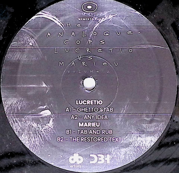 The Analogue Cops - Lucretio Vs Marieu Volume 2 | Memento Records (MEMENTO 043) - main