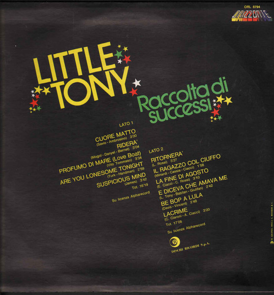 Little Tony - Raccolta Di Successi | Dischi Ricordi (ORL 8794) - 2 Little Tony - Raccolta Di Successi | Dischi Ricordi (ORL 8794) - 2