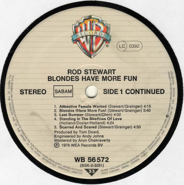 Rod Stewart - Blondes Have More Fun | Warner Bros. Records (WB 56 572) - 4 Rod Stewart - Blondes Have More Fun | Warner Bros. Records (WB 56 572) - 4