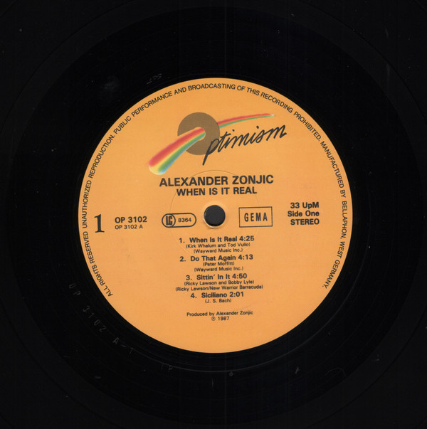 Alexander Zonjic - When Is It Real | Optimism Incorporated (OP 3102) - 2