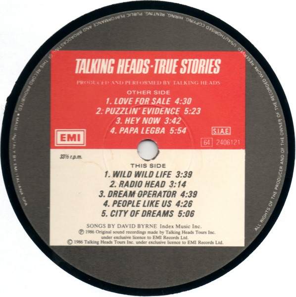 Talking Heads - True Stories | EMI (64 2406121) - 4
