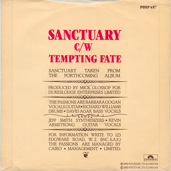 The Passions - Sanctuary | Polydor (POSP 487) - 2 The Passions - Sanctuary | Polydor (POSP 487) - 2