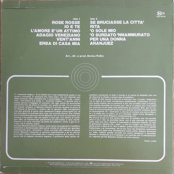 Massimo Ranieri - Il Meglio Di Massimo Ranieri | CGD (CGD 69128) - 2 Massimo Ranieri - Il Meglio Di Massimo Ranieri | CGD (CGD 69128) - 2
