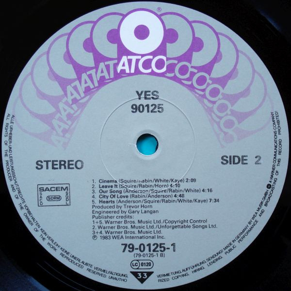 Yes - 90125 | ATCO Records (790125-1) - 2 Yes - 90125 | ATCO Records (790125-1) - 2