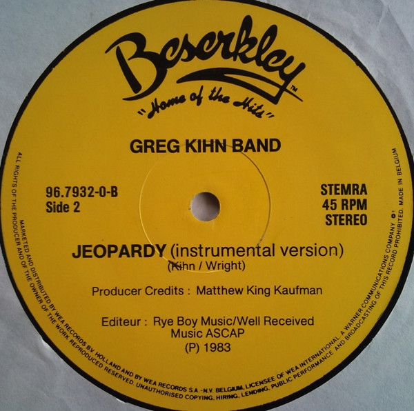 Greg Kihn Band - Jeopardy | WEA (96.7932-0) - 4