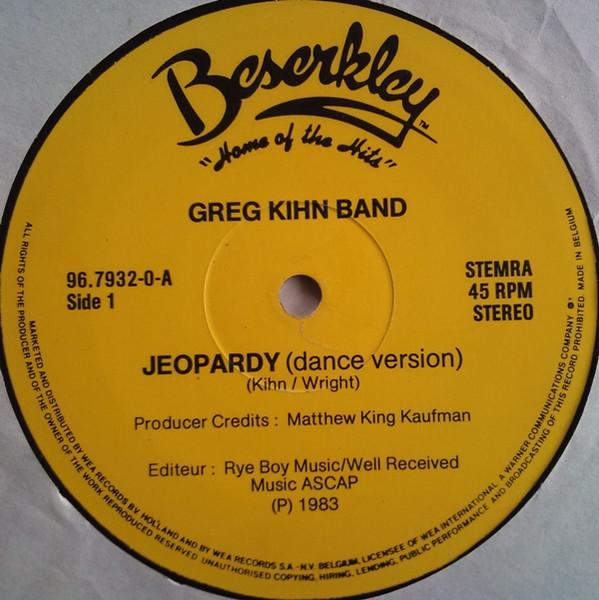 Greg Kihn Band - Jeopardy | WEA (96.7932-0) - 3