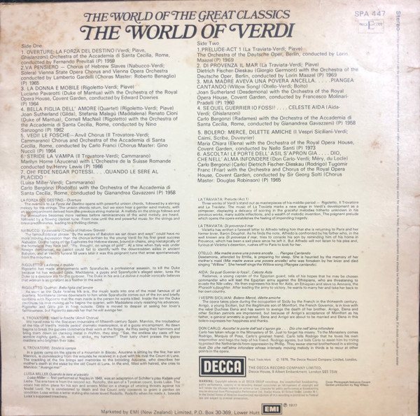 Giuseppe Verdi - The World Of Verdi | Decca (SPA 447) - 2