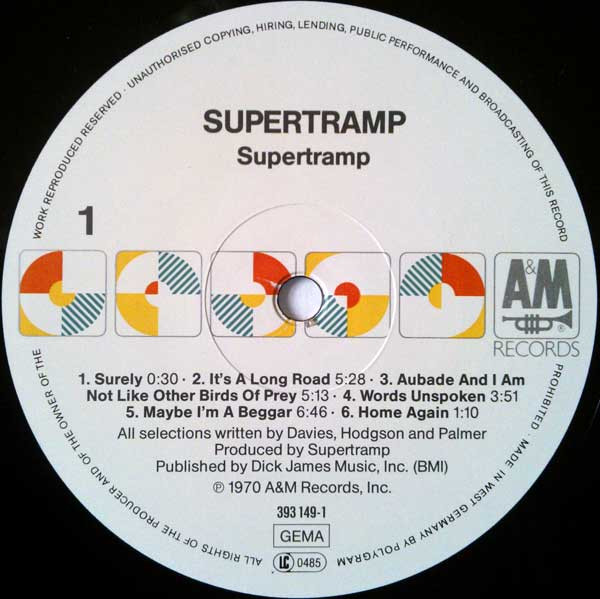 Supertramp - Supertramp | A&M Records (393 149-1) - 3 Supertramp - Supertramp | A&M Records (393 149-1) - 3