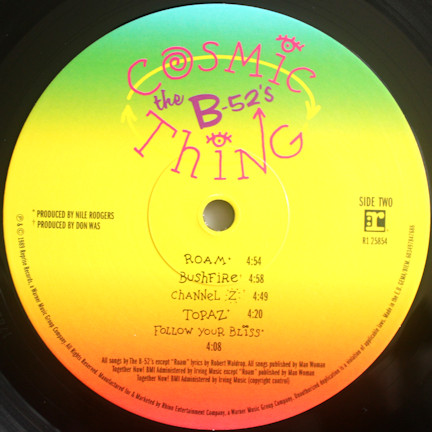 The B-52's - Cosmic Thing LP | Reprise Records (R1 25854) - 3 The B-52's - Cosmic Thing LP | Reprise Records (R1 25854) - 3