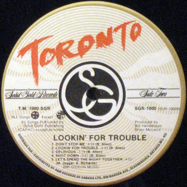 Toronto - Lookin' For Trouble | Solid Gold Records (SGR-1000) - 4