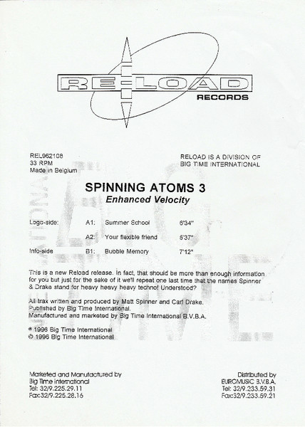 Spinning Atoms - Enhanced Velocity | Re-load Records (REL 962108) - 3