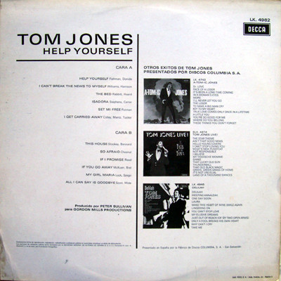 Tom Jones - Help Yourself | Decca (LK. 4982) - 2