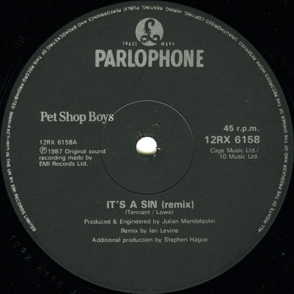Pet Shop Boys - It's A Sin (Remixed By Ian Levine) | Parlophone (12RX 6158) - 3 Pet Shop Boys - It's A Sin (Remixed By Ian Levine) | Parlophone (12RX 6158) - 3