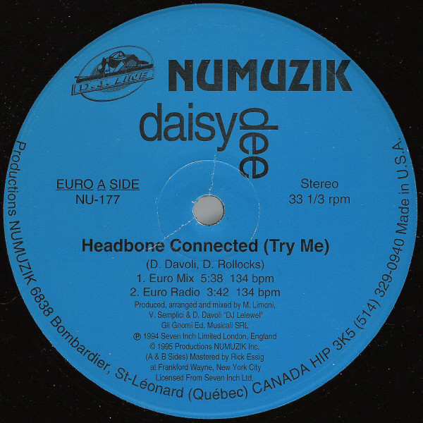 Daisy Dee - Headbone Connected (Try Me) | Numuzik (NU-177) - main