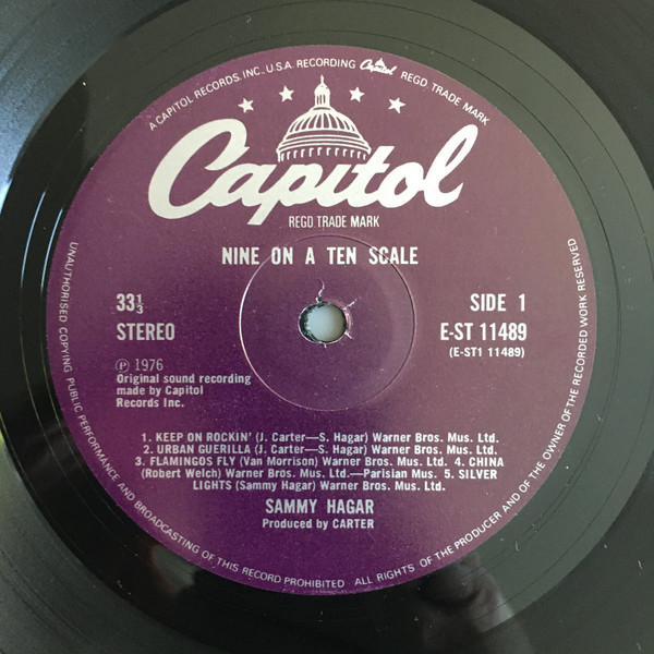 Sammy Hagar - Nine On A Ten Scale | Capitol Records (E-ST 11489) - 4 Sammy Hagar - Nine On A Ten Scale | Capitol Records (E-ST 11489) - 4