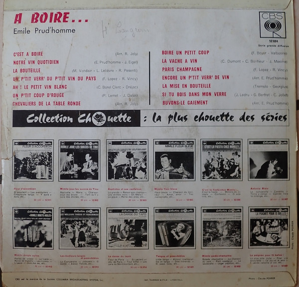 Emile Prud'Homme - A Boire... | CBS (52 004) - 2