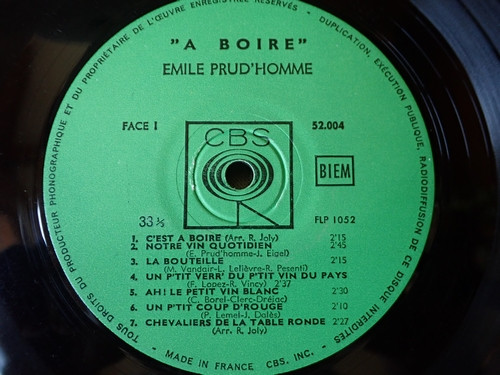 Emile Prud'Homme - A Boire... | CBS (52 004) - 4