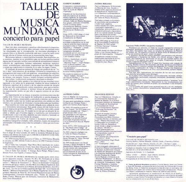 Taller De Música Mundana - Concierto Para Papel | Grabaciones Accidentales (GA-117) - 4 Taller De Música Mundana - Concierto Para Papel | Grabaciones Accidentales (GA-117) - 4