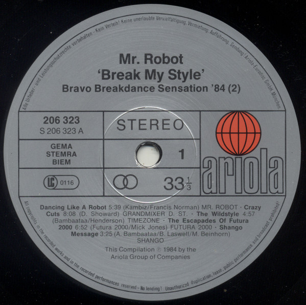 Various - Mr. Robot Break My Style - Bravo Break Dance Sensation '84 (2) | Ariola (206 323) - 3 Various - Mr. Robot Break My Style - Bravo Break Dance Sensation '84 (2) | Ariola (206 323) - 3