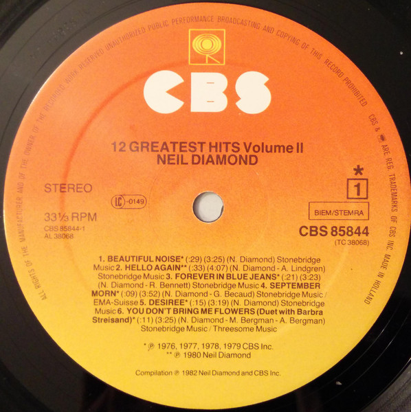 Neil Diamond - 12 Greatest Hits, Vol. II | CBS (CBS 85844) - 3 Neil Diamond - 12 Greatest Hits, Vol. II | CBS (CBS 85844) - 3