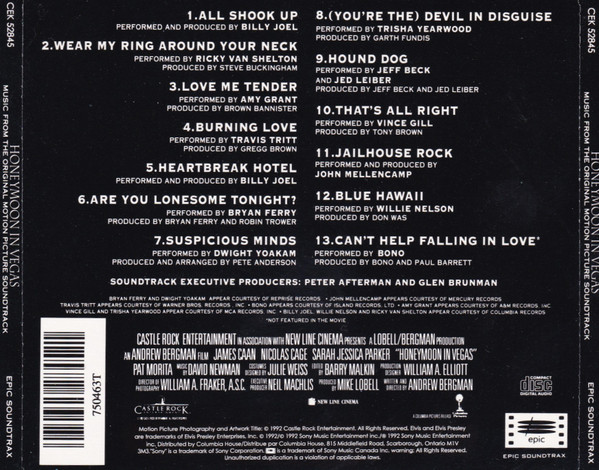 Various - Honeymoon In Vegas - Music From The Original Motion Picture Soundtrack | Epic Soundtrax (CEK 52845) - 2 Various - Honeymoon In Vegas - Music From The Original Motion Picture Soundtrack | Epic Soundtrax (CEK 52845) - 2