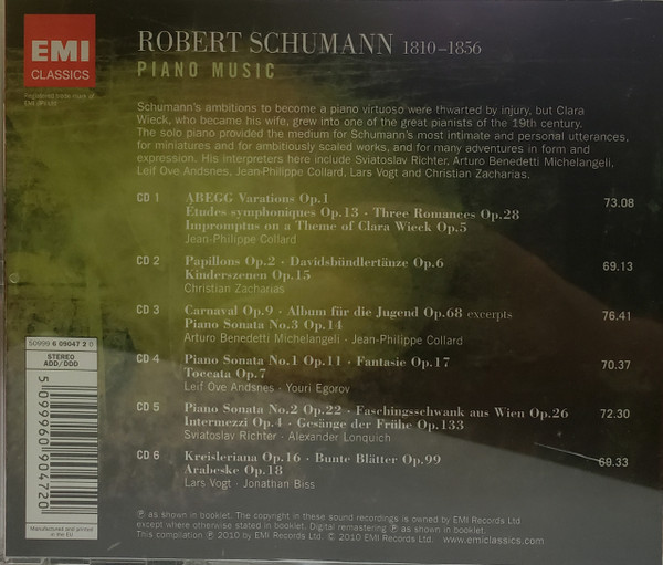 Robert Schumann - Piano Music | EMI Classics (50999 6 09047 2 0) - 2