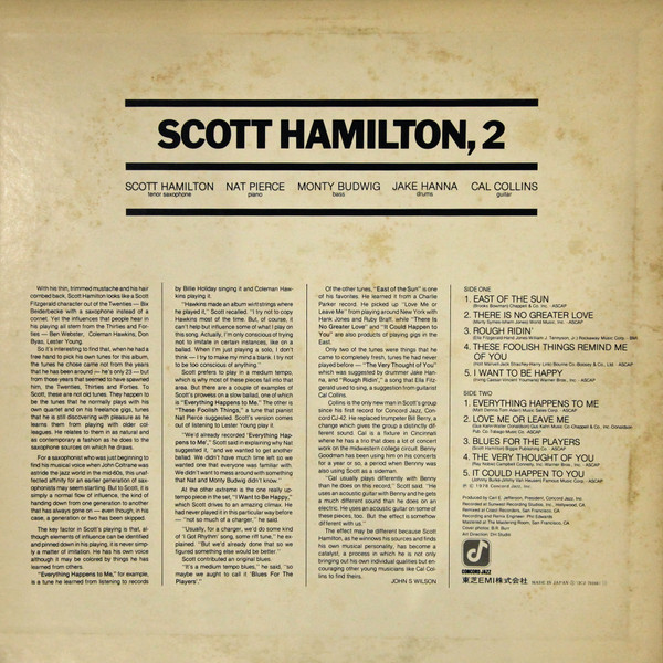 Scott Hamilton - Scott Hamilton, 2 | Concord Jazz (ICJ-70166) - 3 Scott Hamilton - Scott Hamilton, 2 | Concord Jazz (ICJ-70166) - 3