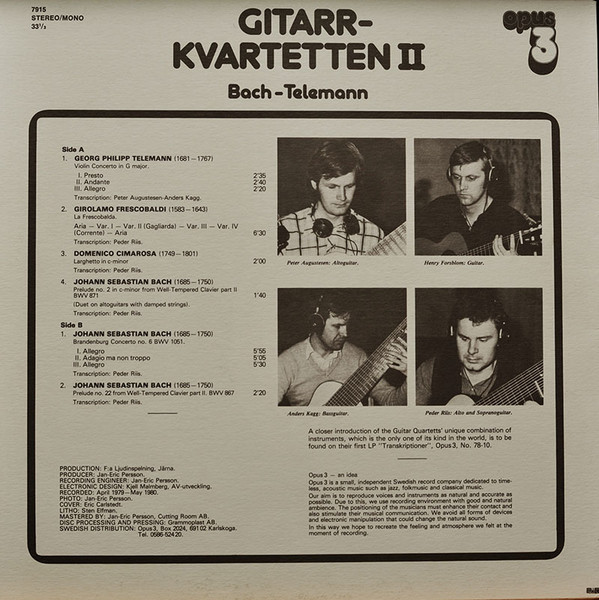 Gitarrkvartetten - Gitarrkvartetten II (Bach - Telemann) | Opus 3 (7915)