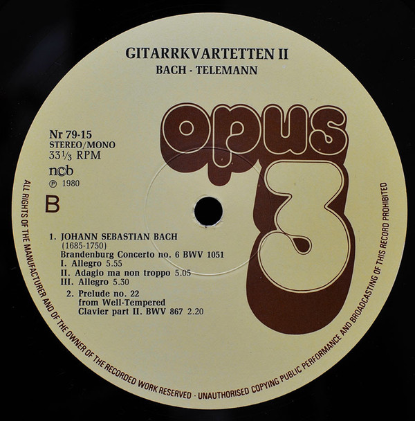 Gitarrkvartetten - Gitarrkvartetten II (Bach - Telemann) | Opus 3 (7915) - 2 Gitarrkvartetten - Gitarrkvartetten II (Bach - Telemann) | Opus 3 (7915) - 2