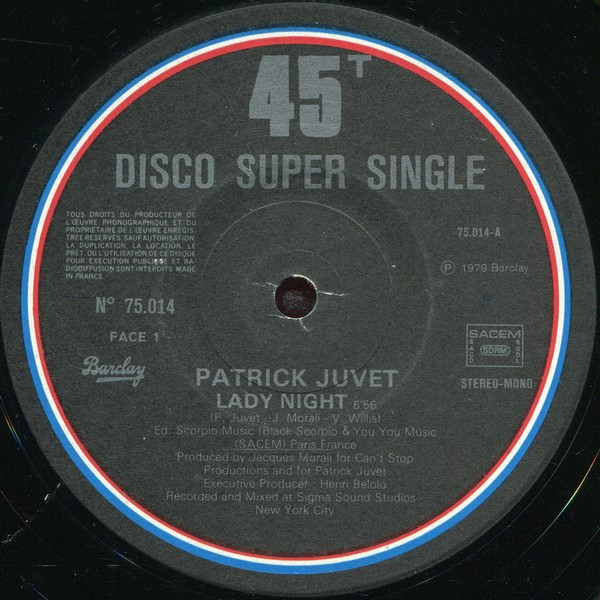 Patrick Juvet - Lady Night / Viva California | Barclay (75 014) - 3