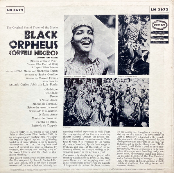 Antonio Carlos Jobim And Luiz Bonfá - The Original Sound Track Of The Movie Black Orpheus (Orfeu Negro) | Epic (LN 3672) - main