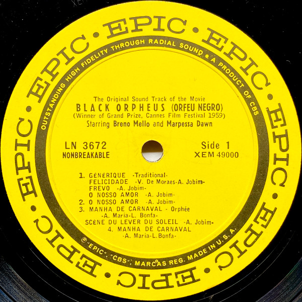Antonio Carlos Jobim And Luiz Bonfá - The Original Sound Track Of The Movie Black Orpheus (Orfeu Negro) | Epic (LN 3672) - 2