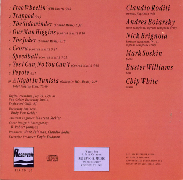 Claudio Roditi - Free Wheelin': The Music of Lee Morgan | Reservoir (RSR CD 136) - 2