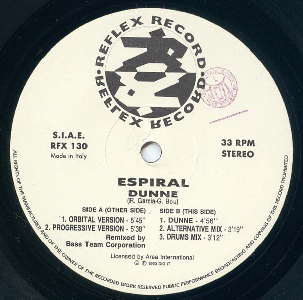 Espiral - Dunne | Reflex Records (RFX 130) - 3 Espiral - Dunne | Reflex Records (RFX 130) - 3