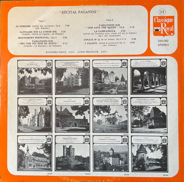 Niccolò Paganini / Ruggiero Ricci , Louis Persinger - Récital Paganini | Decca (220.062) - 2