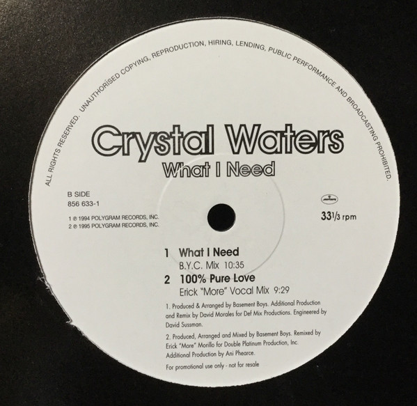 Crystal Waters - What I Need | Mercury (856 633-1) - 2 Crystal Waters - What I Need | Mercury (856 633-1) - 2